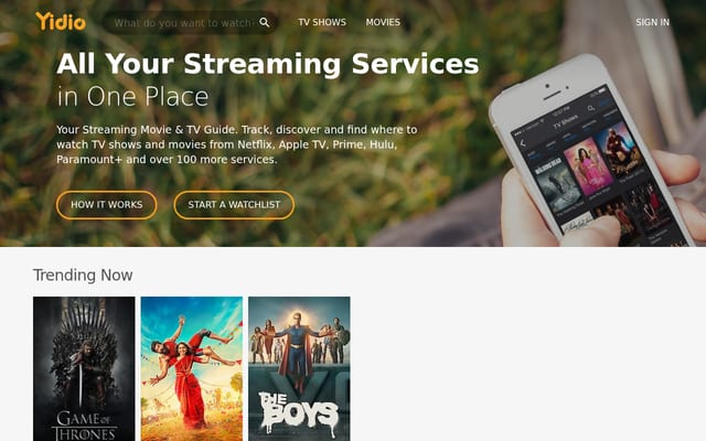 Screenshot of yidio.com