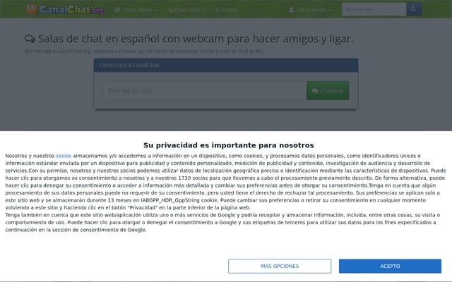 Screenshot of canalchat.org