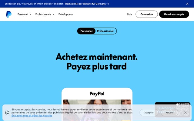 Screenshot of paypal.com