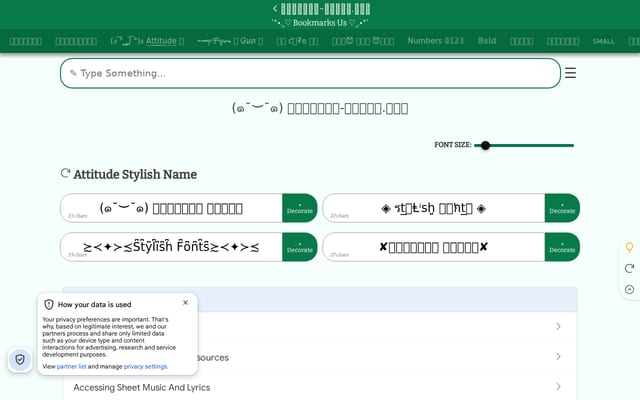 Screenshot of stylish-fonts.com