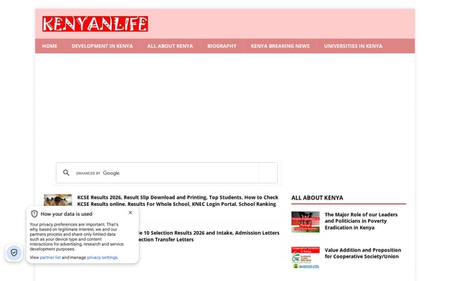 Screenshot of kenyanlife.com