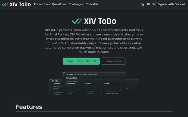 Screenshot of xivtodo.com
