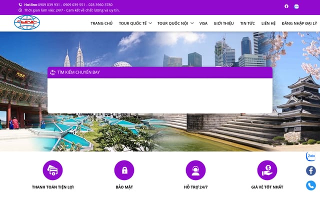Screenshot of thanglongairticket.vn