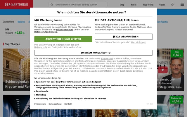 Screenshot of deraktionaer.de