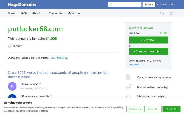 Screenshot of putlocker68.com