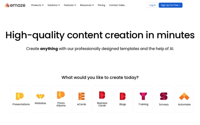Screenshot of emaze.com