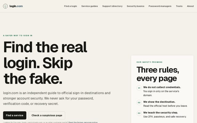 Screenshot of login.com
