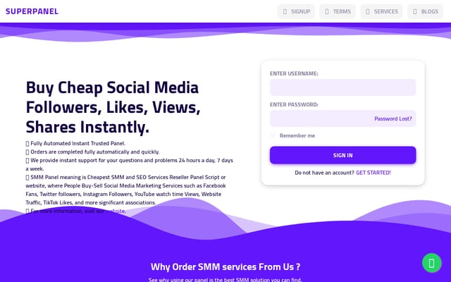 Screenshot of superpanel.in