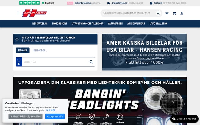 Screenshot of hansenracing.se