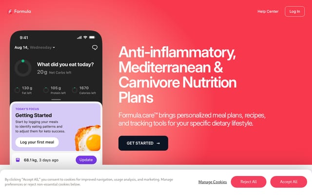 Screenshot of formula.care