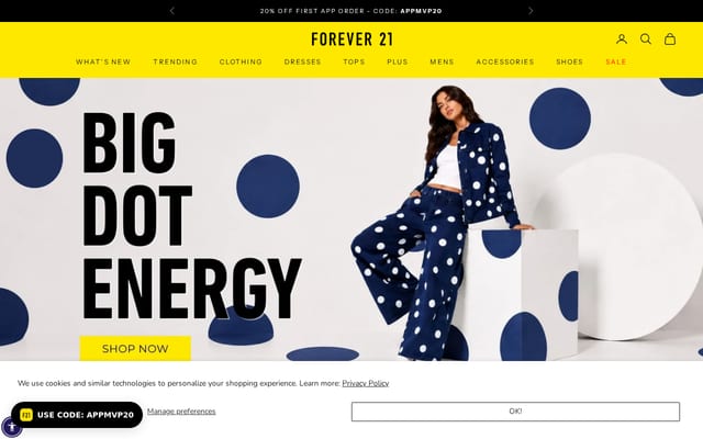 Screenshot of forever21.com