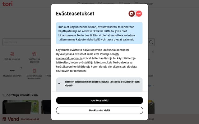Screenshot of tori.fi