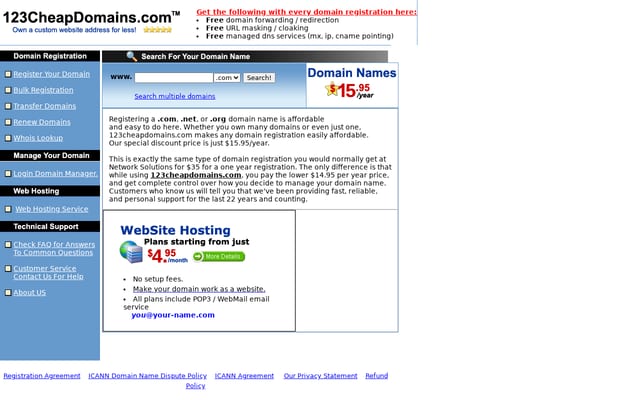 Screenshot of 123cheapdomains.com