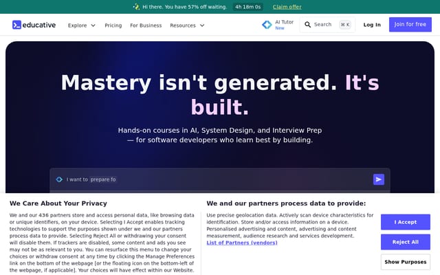 Screenshot of educative.io