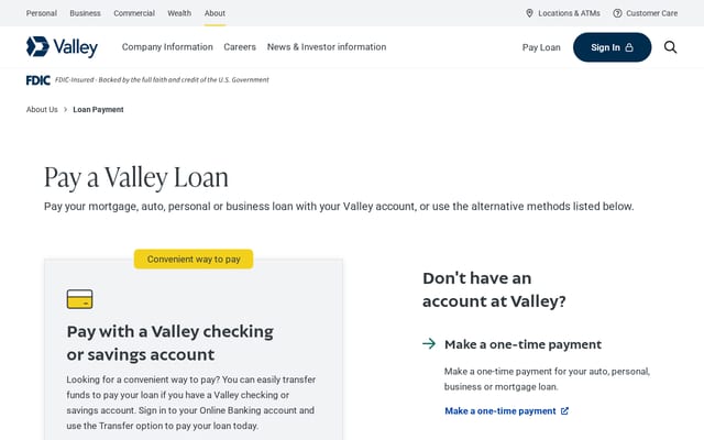 Screenshot of valleyloanpayments.com