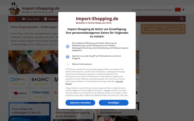 Screenshot of import-shopping.de