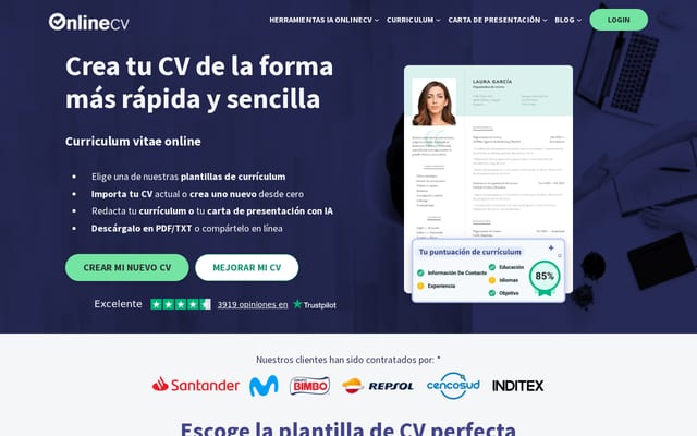 Screenshot of onlinecv.es