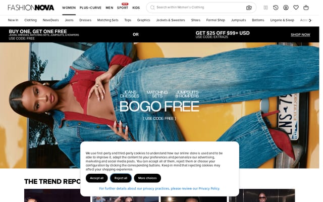 Screenshot of fashionnova.com
