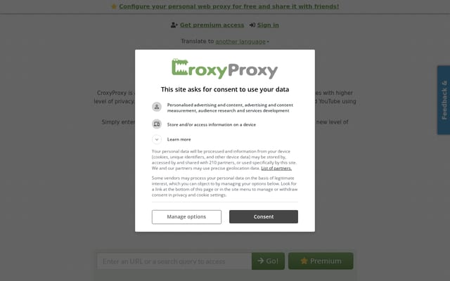 Screenshot of croxyproxy.com