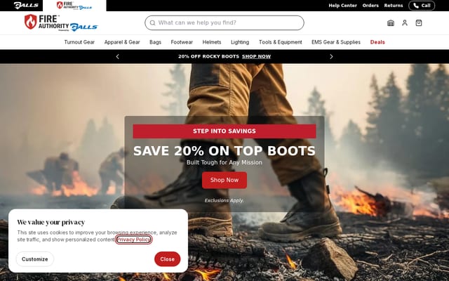 Screenshot of fireauthority.com