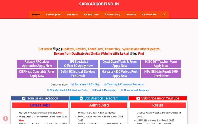 Screenshot of sarkarijobfind.in