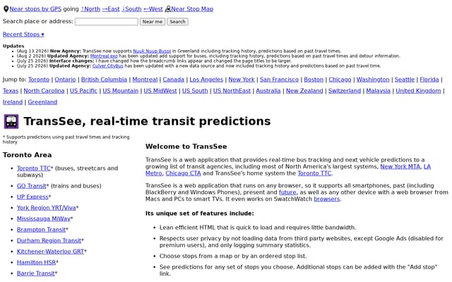 Screenshot of transsee.ca