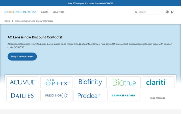 Screenshot of aclens.com