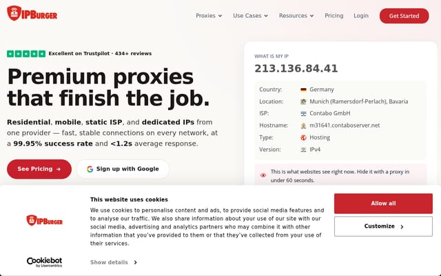 Screenshot of ipburger.com