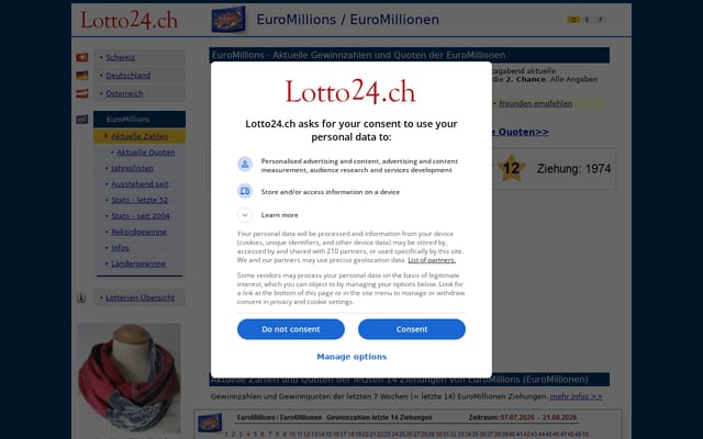 Screenshot of lotto24.ch