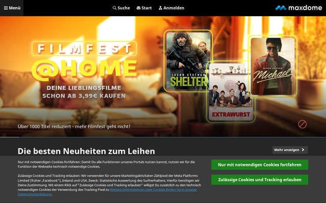 Screenshot of maxdome.de
