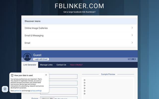Screenshot of fblinker.com