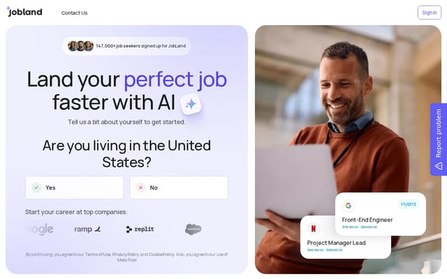 Screenshot of jobland.ai
