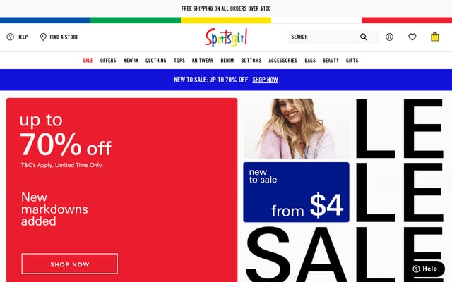Screenshot of sportsgirl.com.au