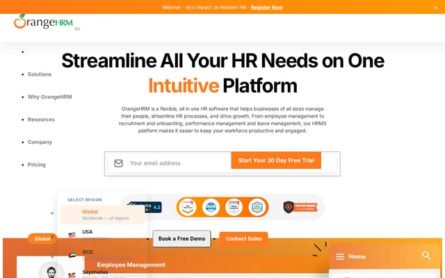 Screenshot of orangehrmlive.com