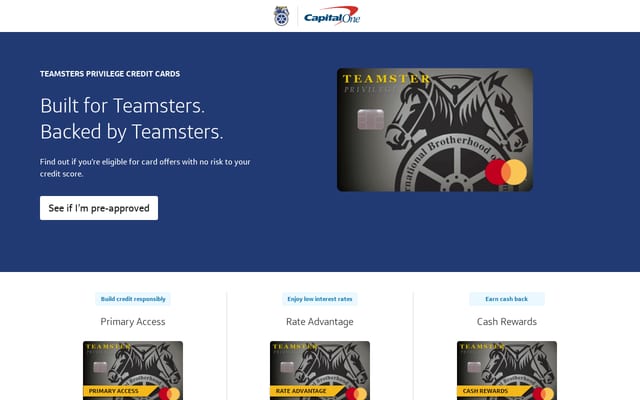 Screenshot of teamstercardnow.com