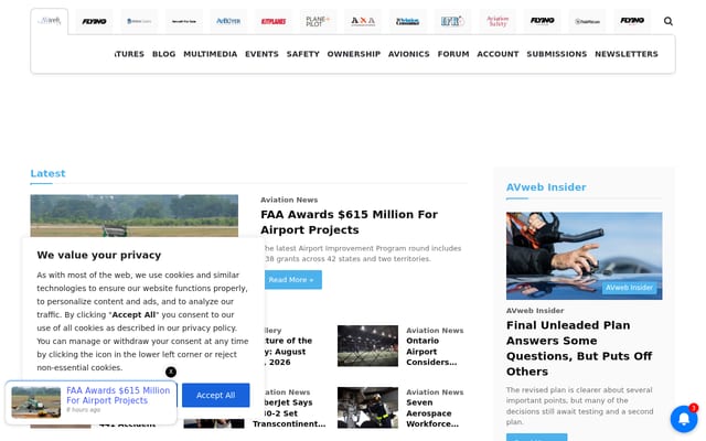 Screenshot of avweb.com