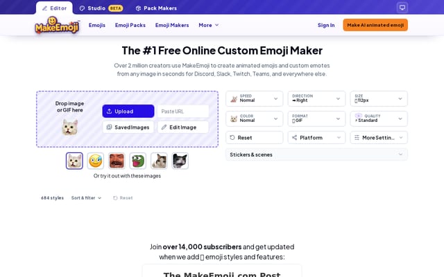 Screenshot of makeemoji.com
