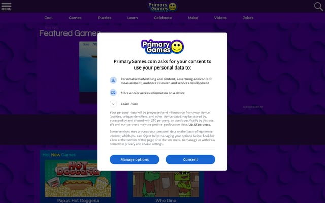 Screenshot of primarygames.com