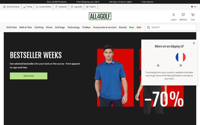 Screenshot of all4golf.com