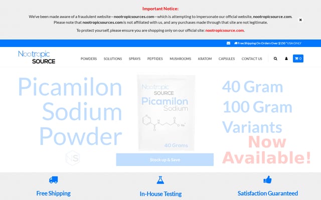 Screenshot of nootropicsource.com