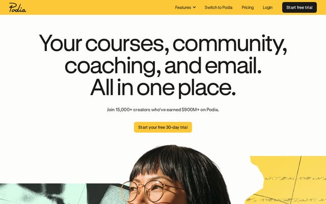 Screenshot of podia.com