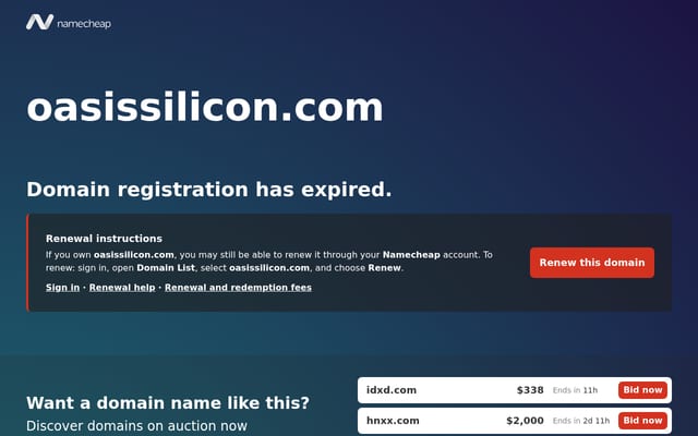 Screenshot of oasissilicon.com