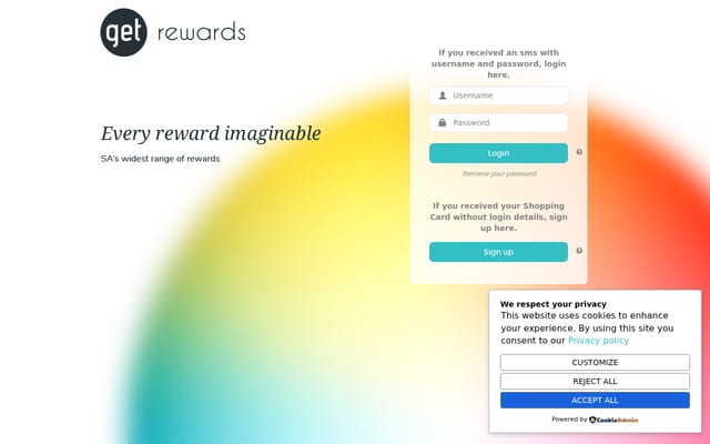 Screenshot of worldofrewards.co.za