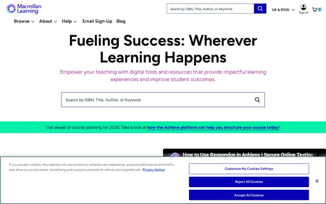 Screenshot of macmillanlearning.com