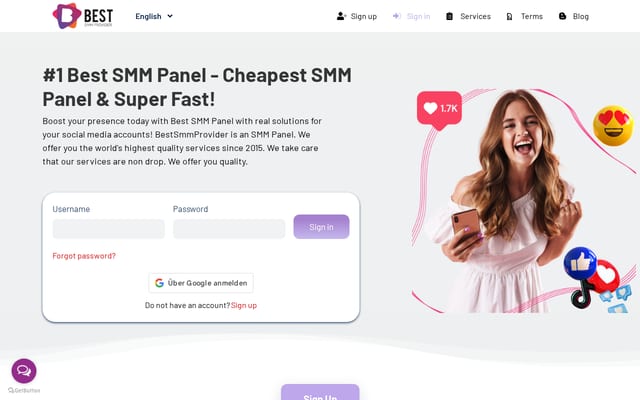 Screenshot of bestsmmprovider.com