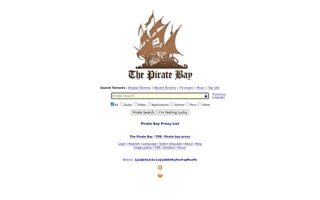 Screenshot of tpb.party