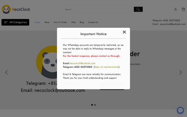 Screenshot of necoclock.com