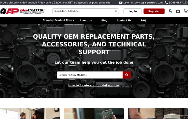 Screenshot of allpartsinc.com