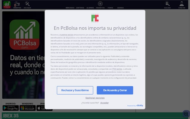 Screenshot of pcbolsa.com