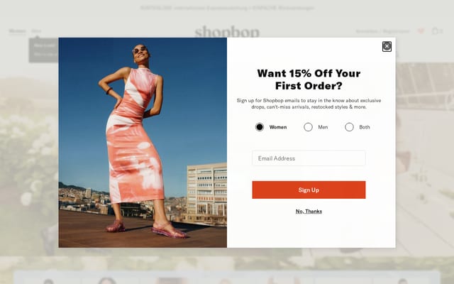 Screenshot of shopbop.com